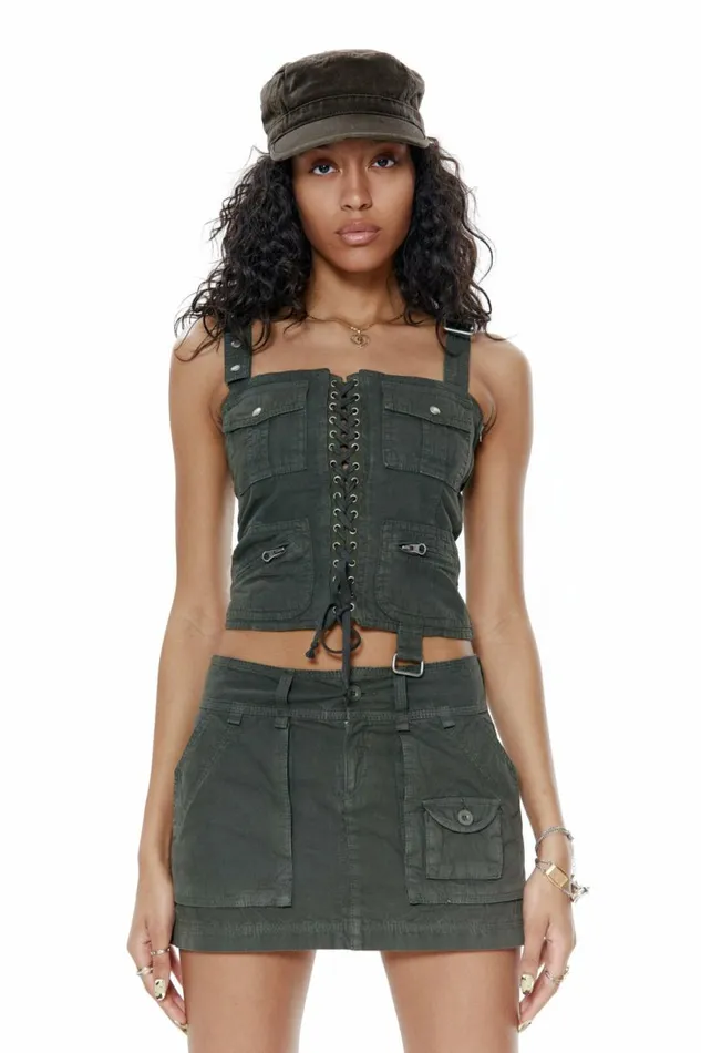 Women Cargo Mini Skirt Khaki Jaded London Skirts