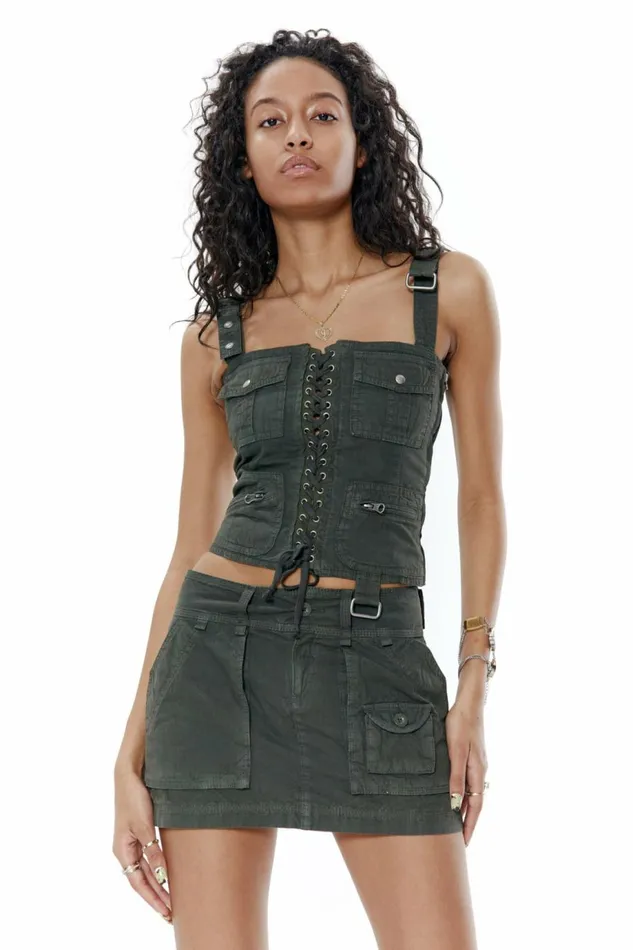 Women Cargo Mini Skirt Khaki Jaded London Skirts