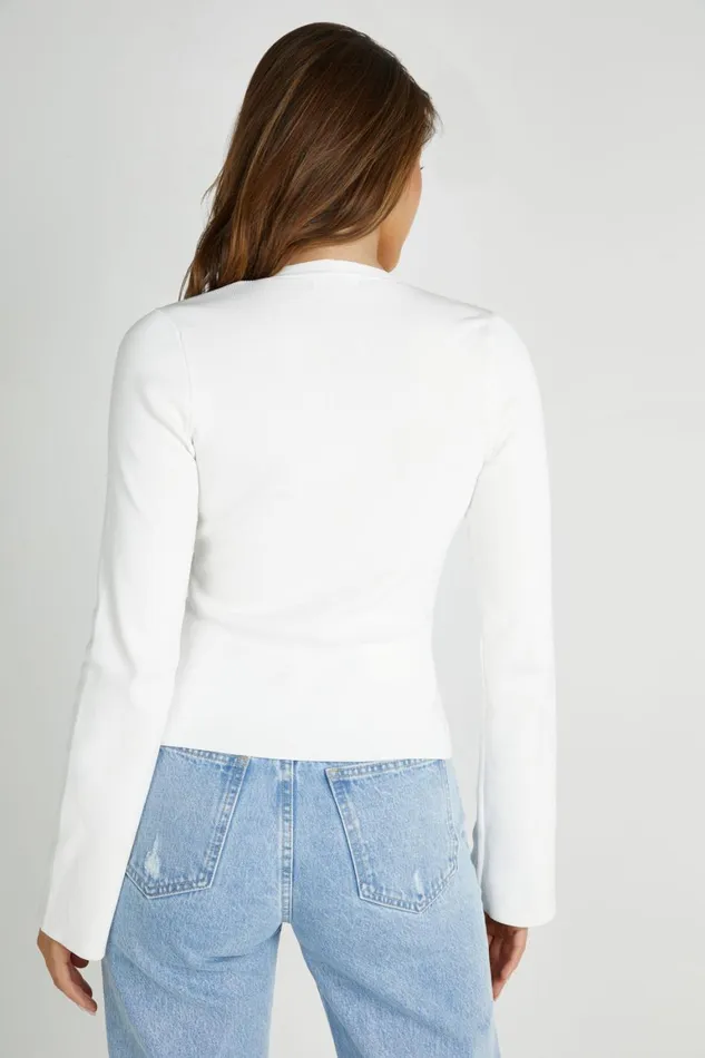 Women Carol Knit Twist Long Sleeve Top 8211 White White Meshki Basic Tops