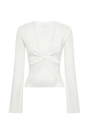 Women Carol Knit Twist Long Sleeve Top 8211 White White Meshki Basic Tops