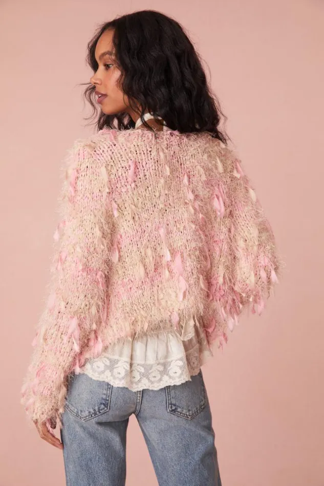 Women Carol Ribbon Cardigan Confection Pink LoveShackFancy Sweaters Women Carol Ribbon Cardigan Confection Pink LoveShackFancy Sweaters