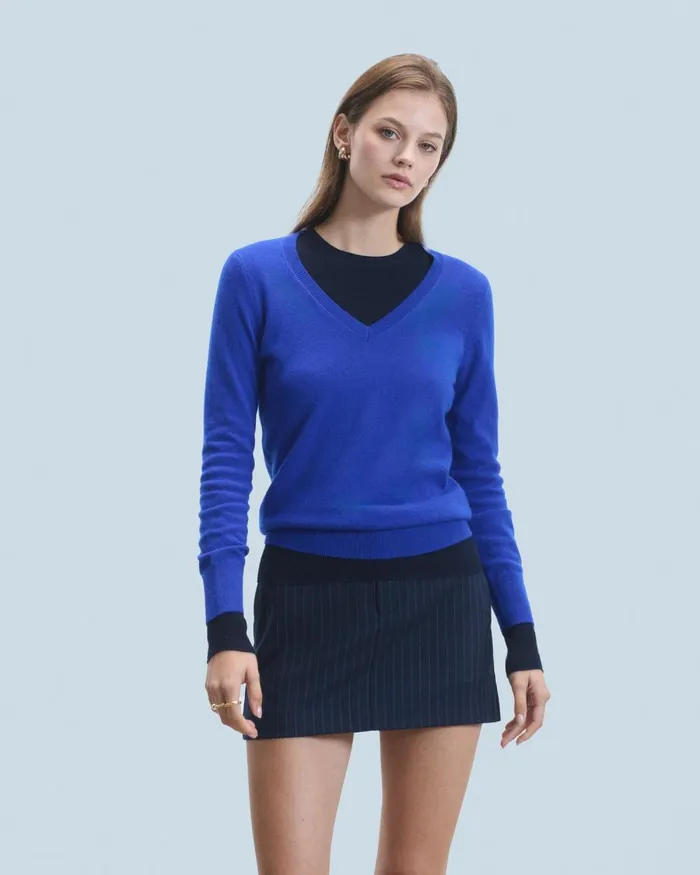 Women Cashmere Sweaters From Future Basic VNeck Sweater Utopic Corail