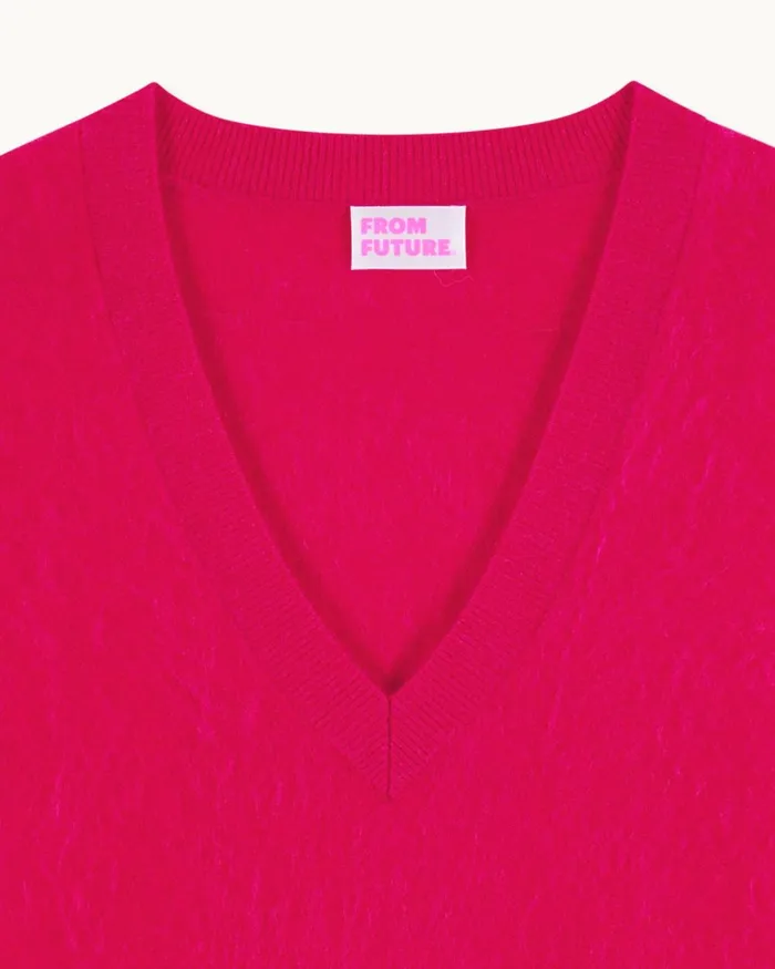 Women Cashmere Sweaters From Future Brushed VNeck Sweater Tropical Raspbe