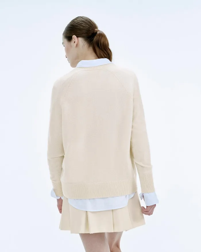 Women Cashmere Sweaters From Future Light Oversize VNeck Sweater White