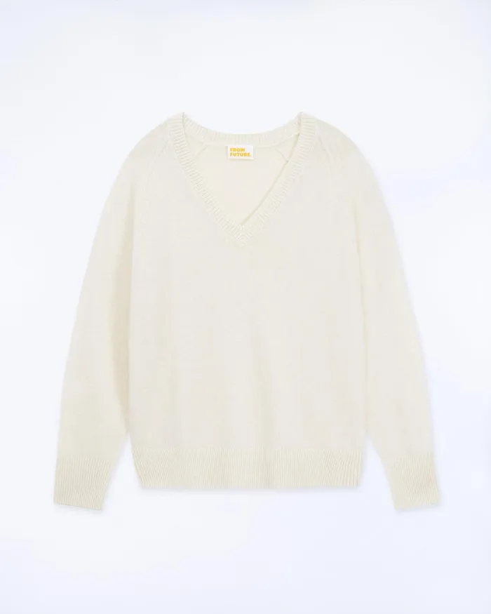 Women Cashmere Sweaters From Future Light Oversize VNeck Sweater White
