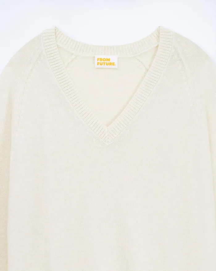 Women Cashmere Sweaters From Future Light Oversize VNeck Sweater White