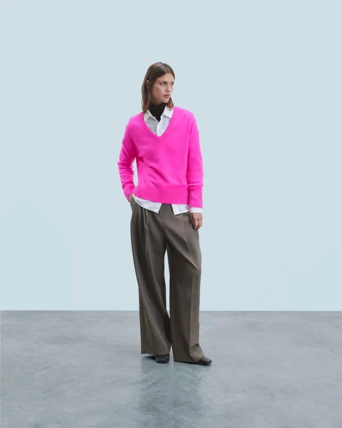 Women Cashmere Sweaters From Future Light Oversized VNeck Sweater Utopic Pink