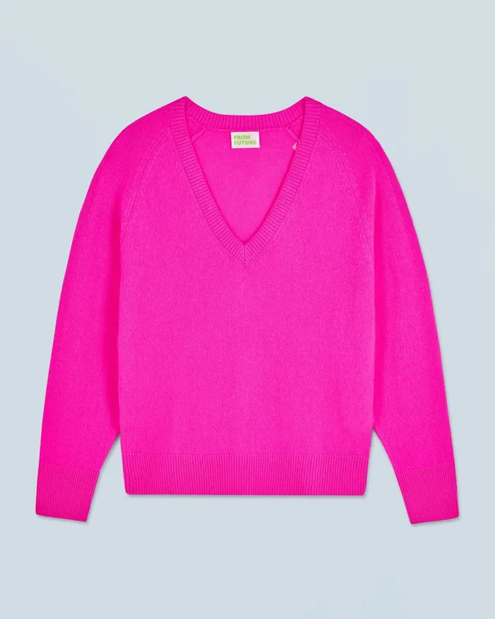 Women Cashmere Sweaters From Future Light Oversized VNeck Sweater Utopic Pink