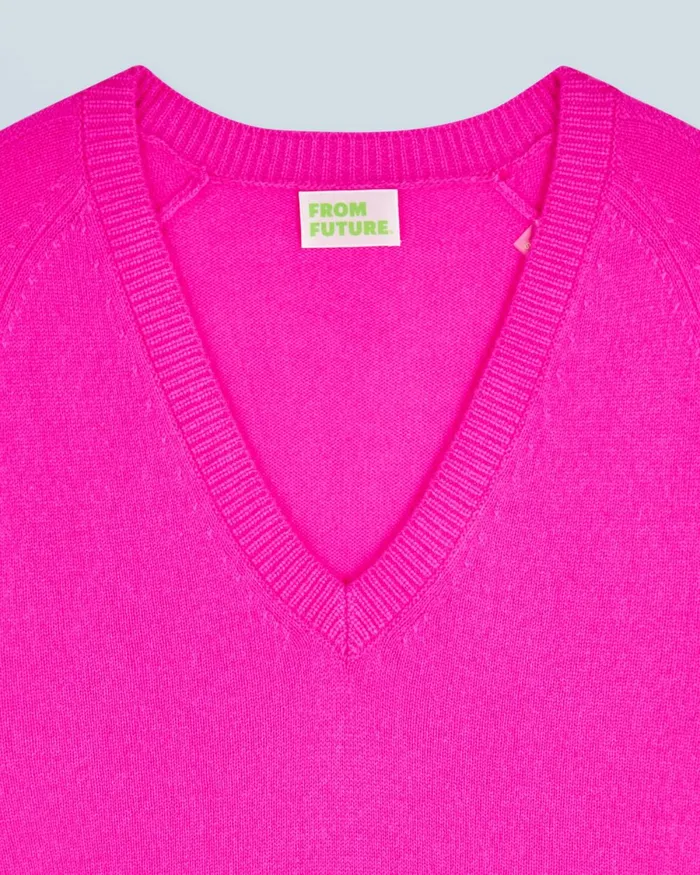 Women Cashmere Sweaters From Future Light Oversized VNeck Sweater Utopic Pink