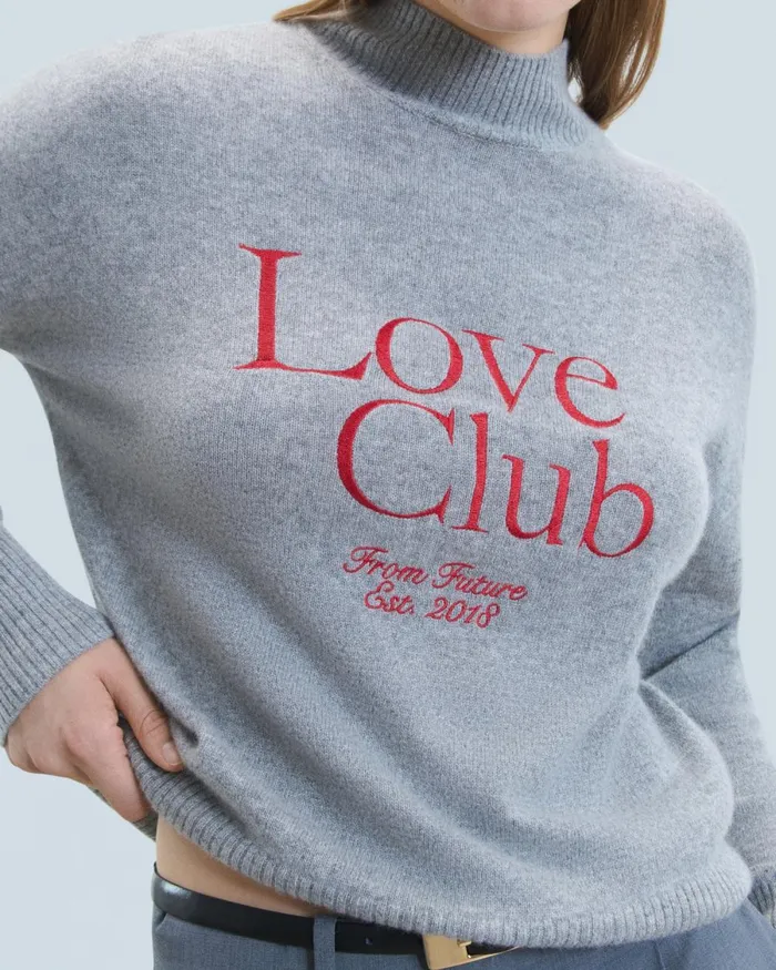 Women Cashmere Sweaters From Future Mock Neck Love Club Sweater Dark Heather Gray