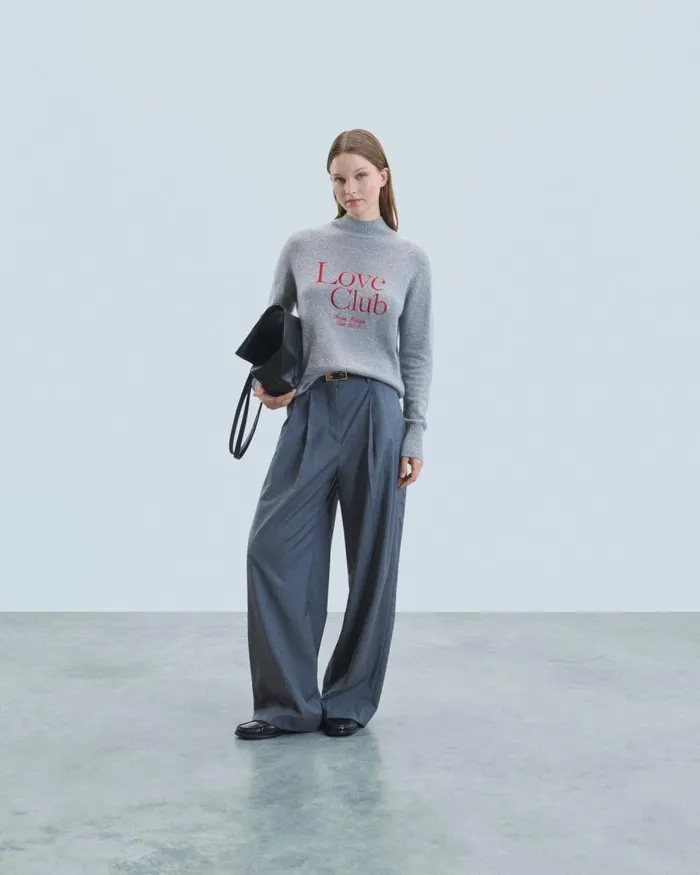 Women Cashmere Sweaters From Future Mock Neck Love Club Sweater Dark Heather Gray