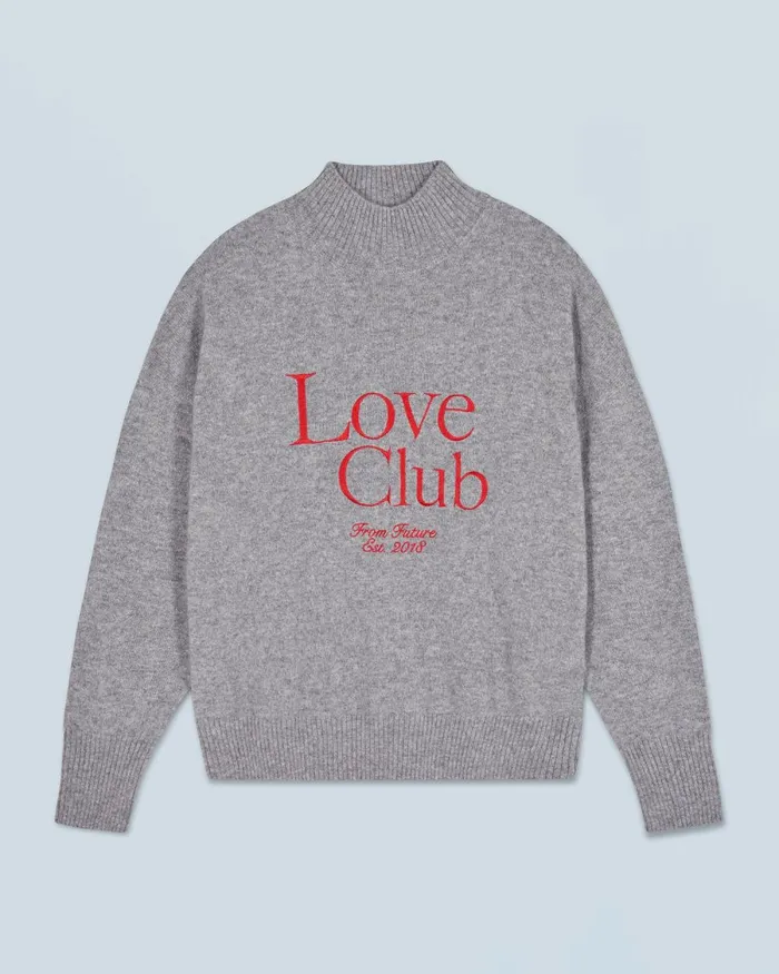 Women Cashmere Sweaters From Future Mock Neck Love Club Sweater Dark Heather Gray