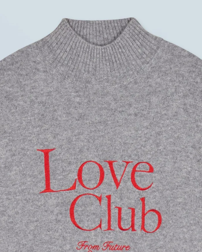 Women Cashmere Sweaters From Future Mock Neck Love Club Sweater Dark Heather Gray