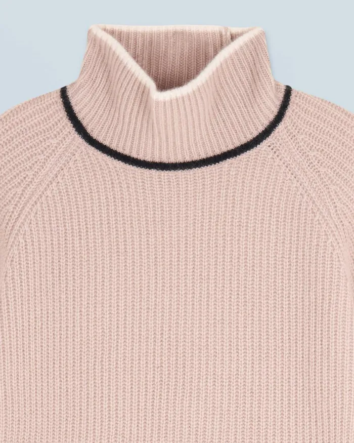 Women Cashmere Sweaters From Future Mock Neck Tricolor Sweater In Textured Knit Iced Sand