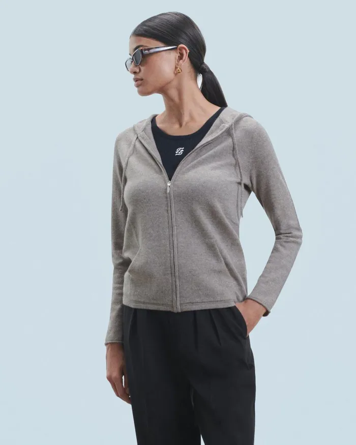 Women Cashmere Sweaters From Future Zipped Hoodie Sweater White