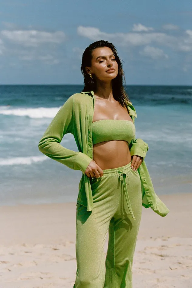 Women Celia Swim Bandeau 8211 Lime Sparkle Limesparkle Meshki Swimwear