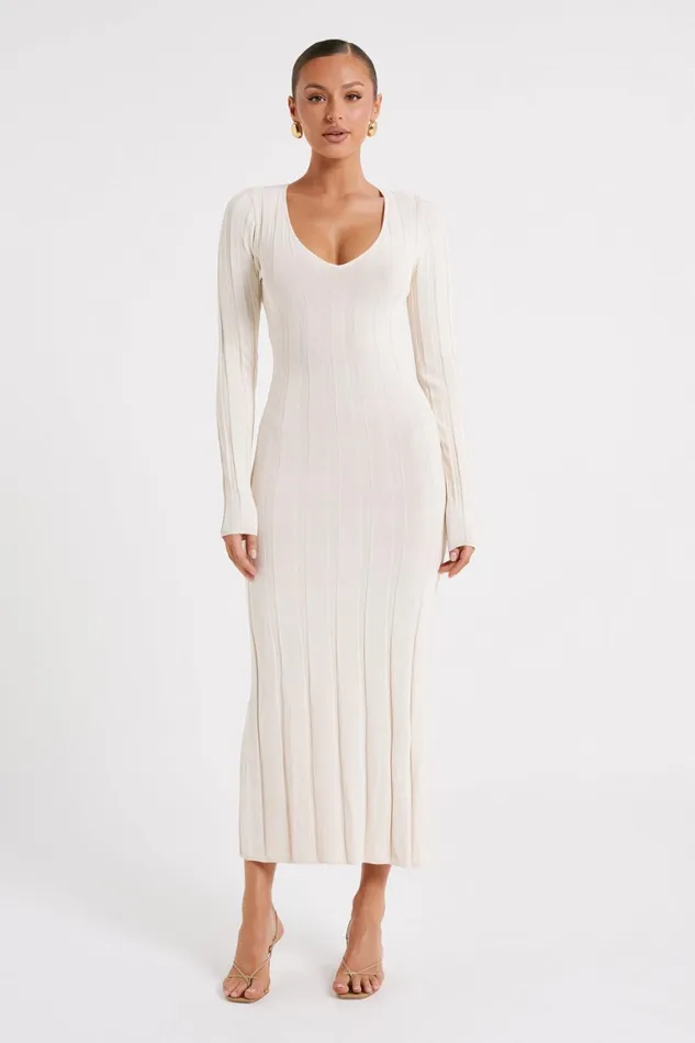 Women Ciara Ribbed Maxi Dress 8211 Ivory Ivory Meshki Maxi Dresses
