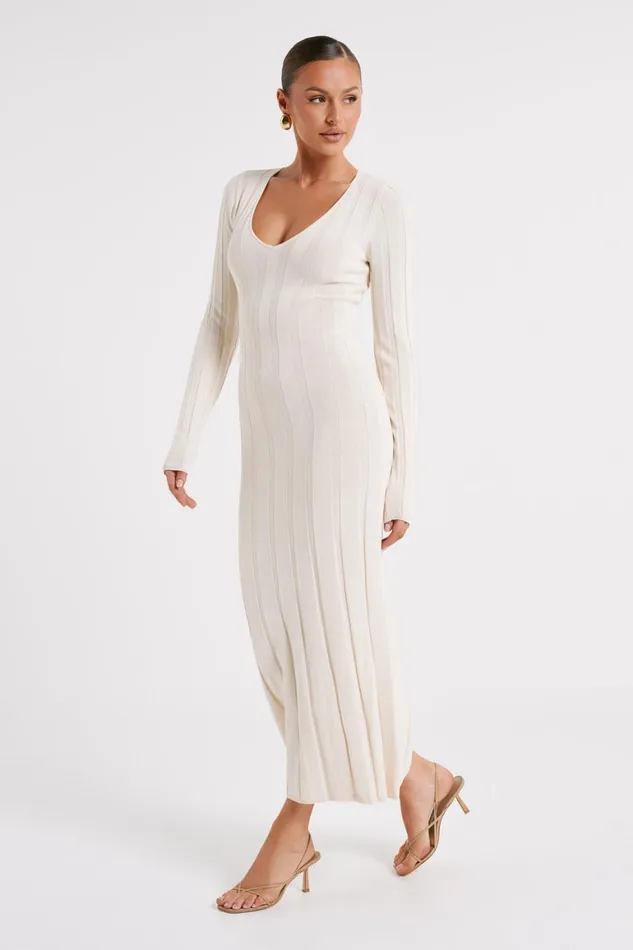 Women Ciara Ribbed Maxi Dress 8211 Ivory Ivory Meshki Maxi Dresses
