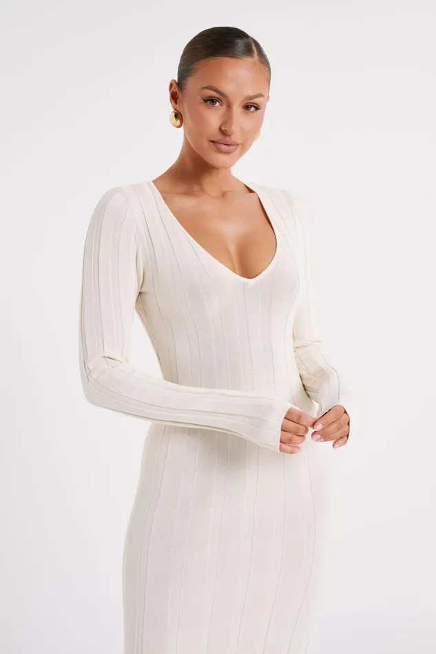 Women Ciara Ribbed Maxi Dress 8211 Ivory Ivory Meshki Maxi Dresses