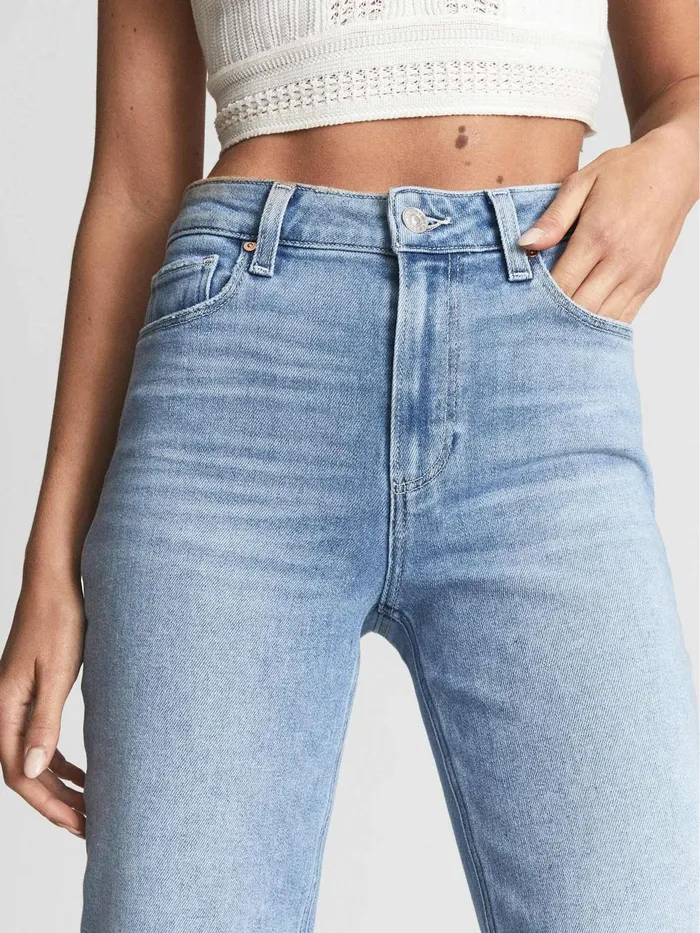 Women Cindy Paige Cindy Straight Leg Raw Hem Jeans Pale Blue Reiss Jeans
