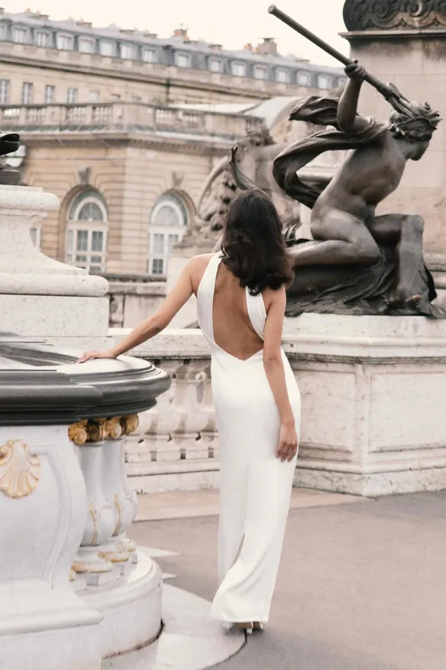 Women Claire Satin Drape Back Maxi Dress 8211 White White Meshki Maxi Dresses