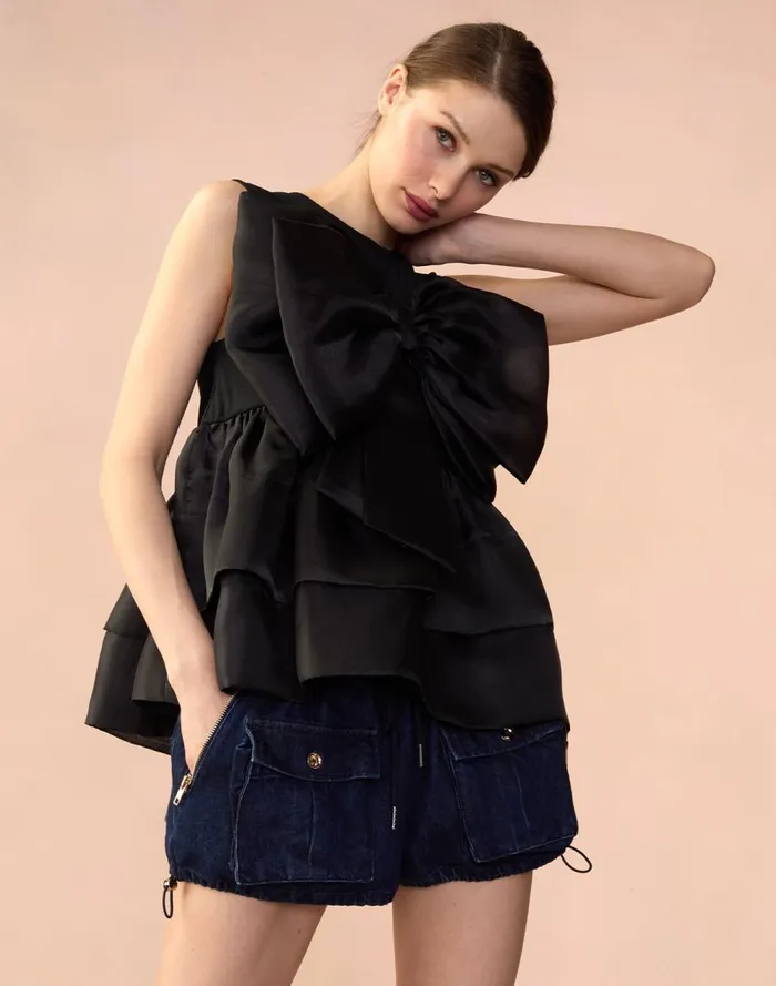 Women CLOTHING Cynthia Rowley Blair Bow Top