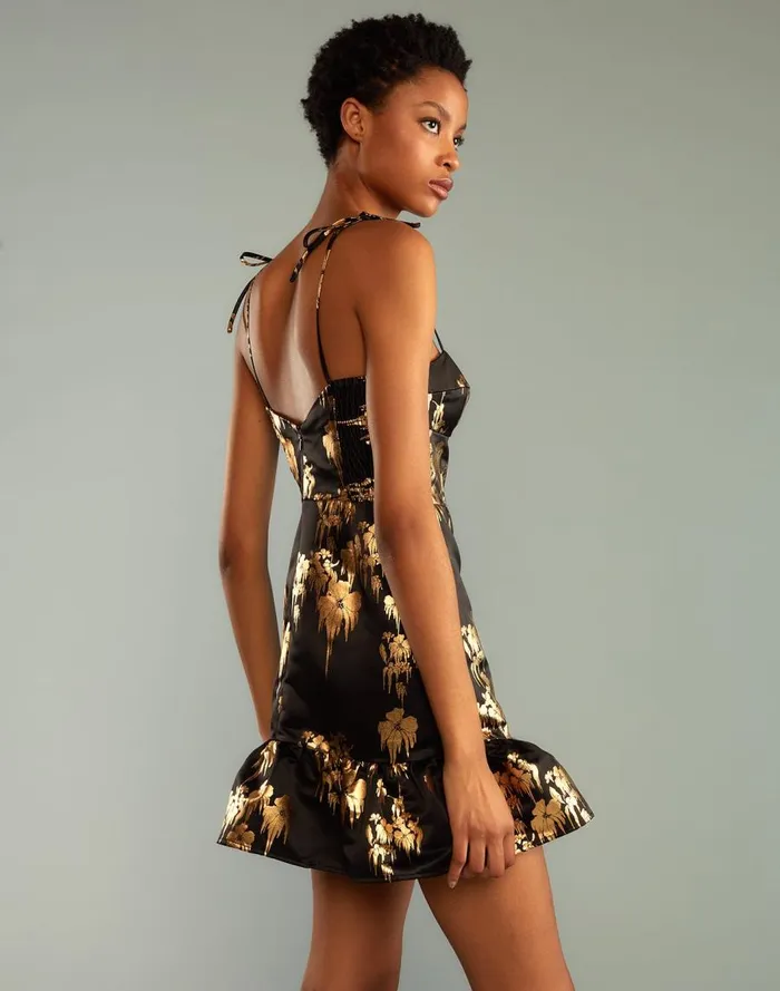 Women CLOTHING Cynthia Rowley Dripping In Gold Dress