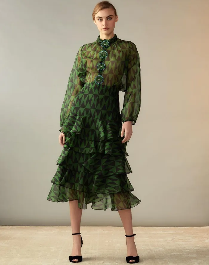 Women CLOTHING Cynthia Rowley Evergreen Silk Organza Skirt