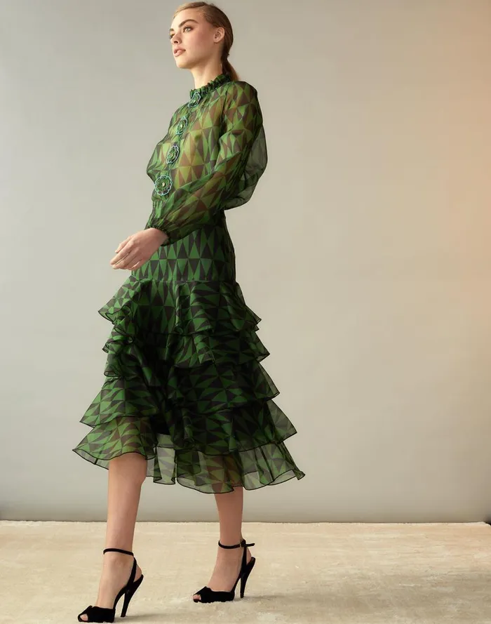 Women CLOTHING Cynthia Rowley Evergreen Silk Organza Skirt