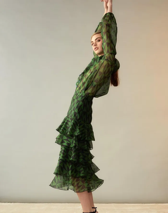 Women CLOTHING Cynthia Rowley Evergreen Silk Organza Skirt