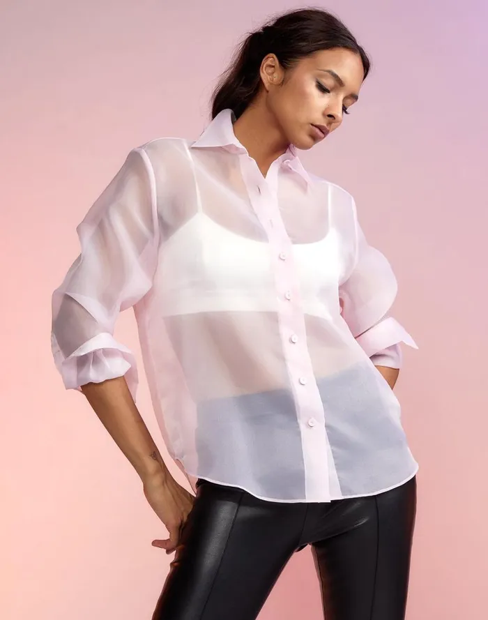 Women CLOTHING Cynthia Rowley Organza Button Down Shirt