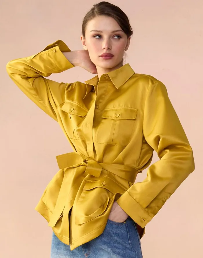 Women CLOTHING Cynthia Rowley Satin Safari Jacket