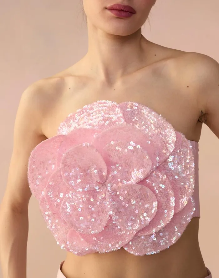 Women CLOTHING Cynthia Rowley Sequin Flower Bandeau