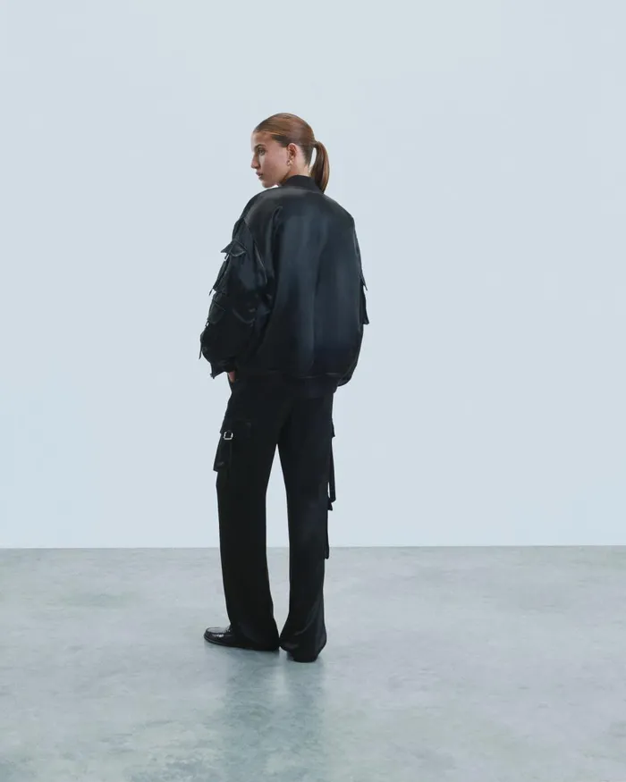 Women Coats and Jackets From Future Bomber Satin Jacket Black