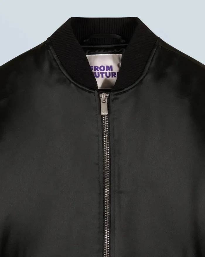 Women Coats and Jackets From Future Bomber Satin Jacket Black