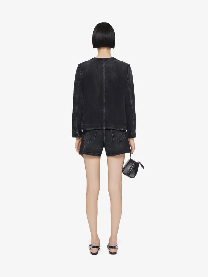 Women Coats and Jackets Givenchy Jacket In Denim With Chains Detail Black