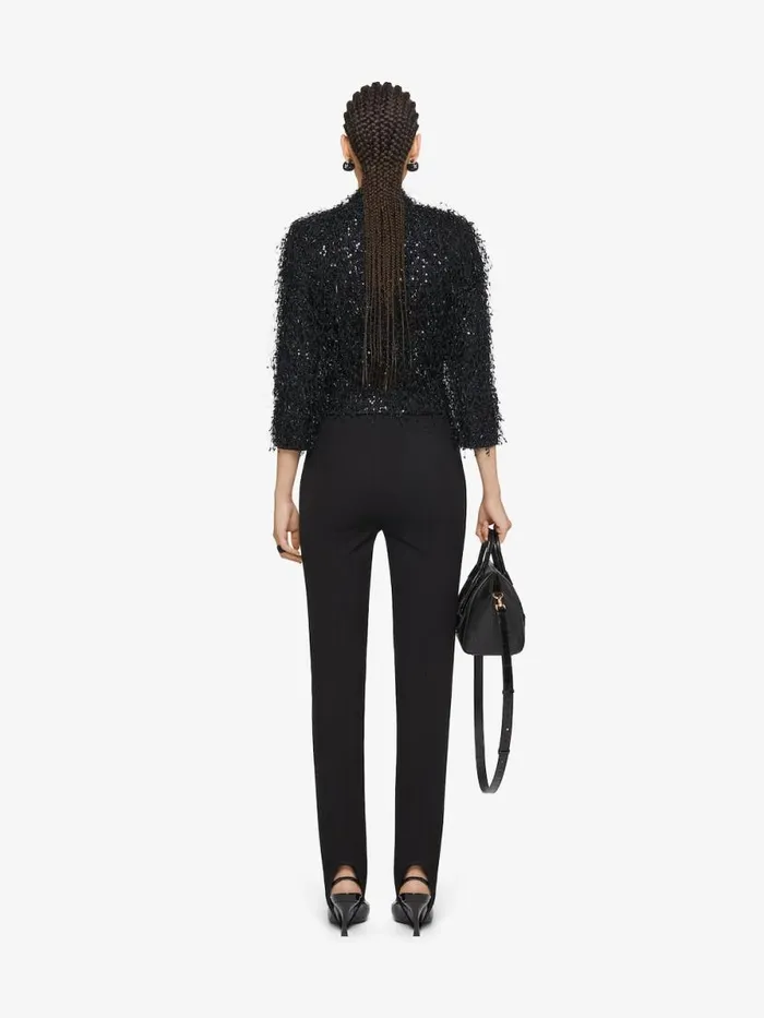 Women Coats and Jackets Givenchy Jacket With Embroidered Fringes And Rhinestones Black