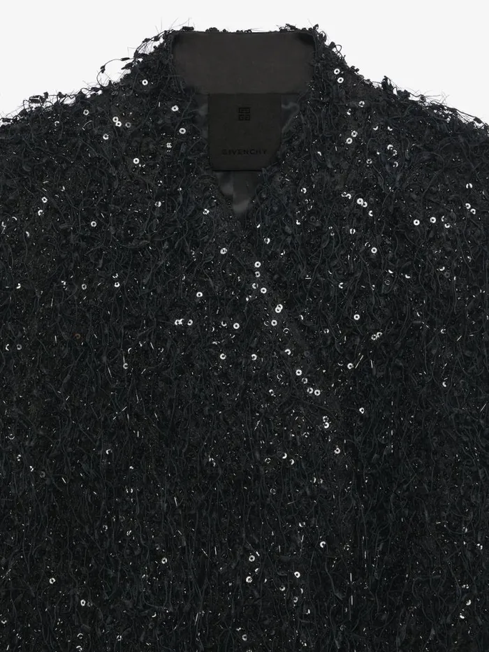 Women Coats and Jackets Givenchy Jacket With Embroidered Fringes And Rhinestones Black