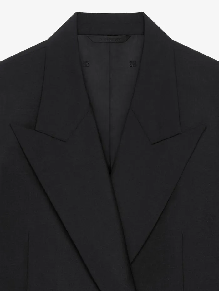 Women Coats and Jackets Givenchy Oversized Double Breasted Jacket In Wool And Mohair Black