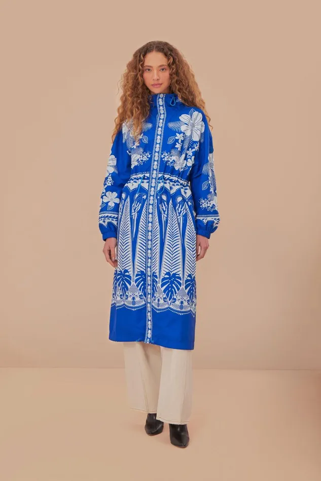 Women Coats Farm Rio Blue Macaw Elegance Maxi Raincoat