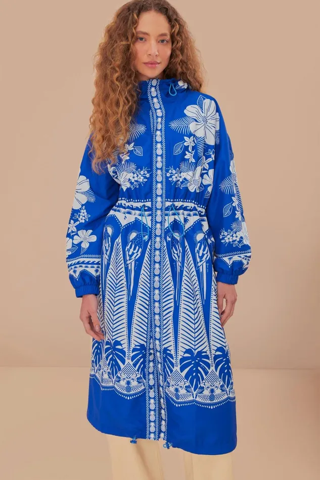 Women Coats Farm Rio Blue Macaw Elegance Maxi Raincoat
