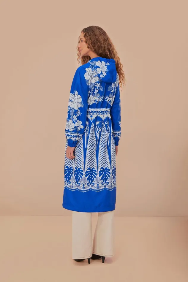 Women Coats Farm Rio Blue Macaw Elegance Maxi Raincoat