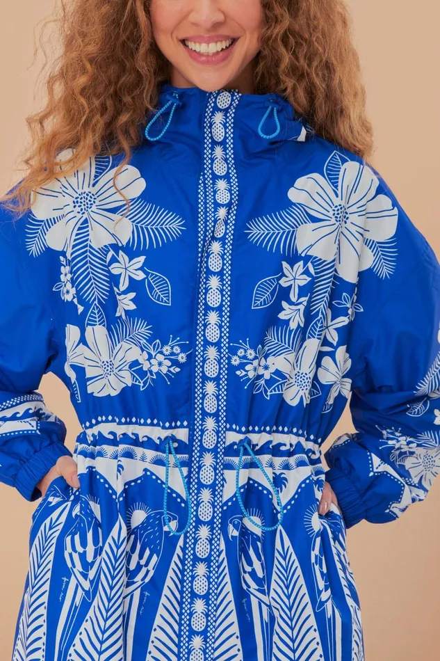 Women Coats Farm Rio Blue Macaw Elegance Maxi Raincoat