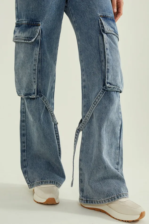 Women Collins Cargo Strap Jeans Straight Leg Jeans Altar8217d State