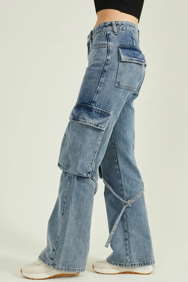 Women Collins Cargo Strap Jeans Straight Leg Jeans Altar8217d State