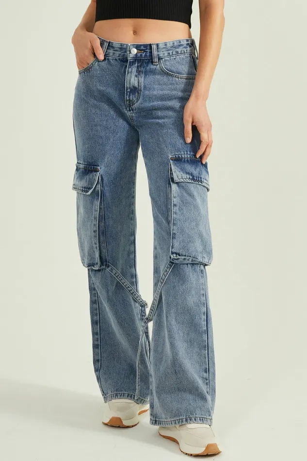 Women Collins Cargo Strap Jeans Straight Leg Jeans Altar8217d State