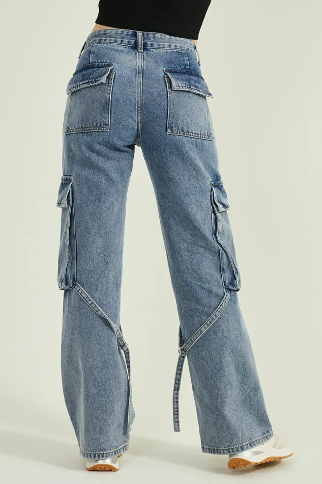 Women Collins Cargo Strap Jeans Straight Leg Jeans Altar8217d State