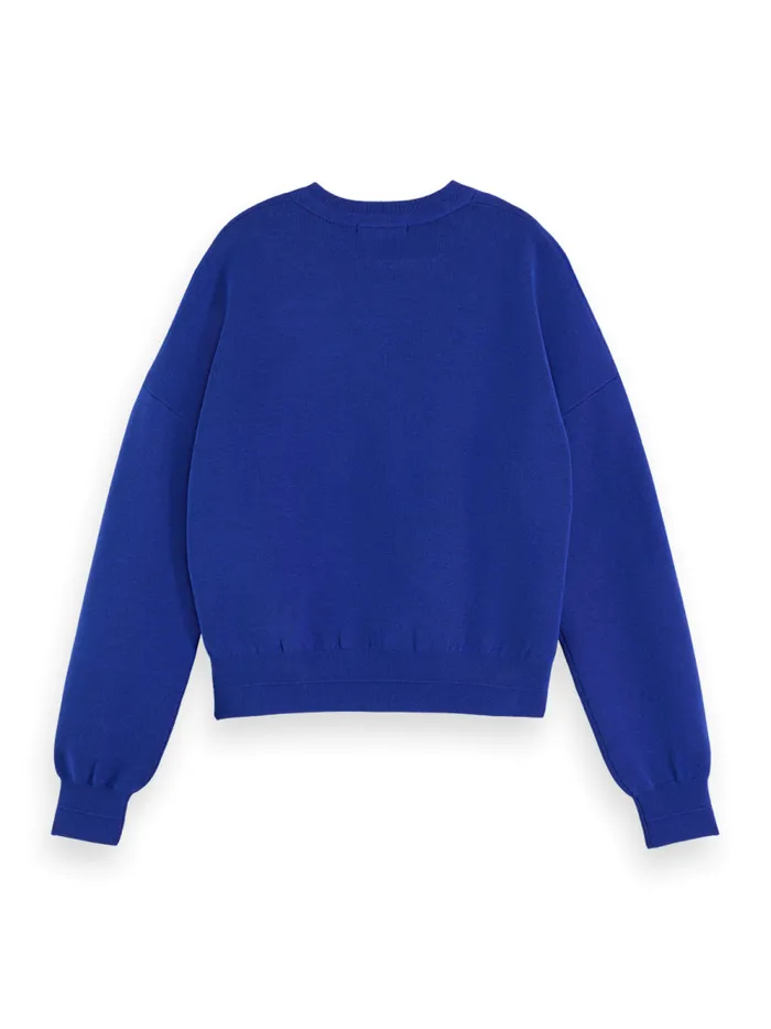 Women COMPACT KNITTED RELAXED PULLOVER Electric Blue Scotch and Soda Knitwear Women COMPACT KNITTED RELAXED PULLOVER Electric Blue Scotch and Soda Knitwear