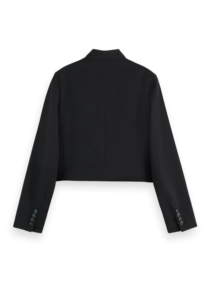 Women CROPPED TAILORED GABARDINE BLAZER Evening Black Scotch and Soda Blazers