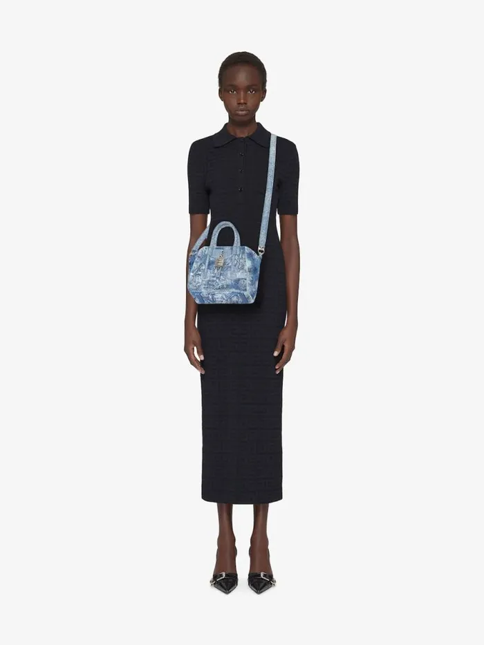 Women Crossbody Bags Givenchy Mini Antigona Lock Bag In Washed Embroidered Denim Medium Blue Women Crossbody Bags Givenchy Mini Antigona Lock Bag In Washed Embroidered Denim Medium Blue